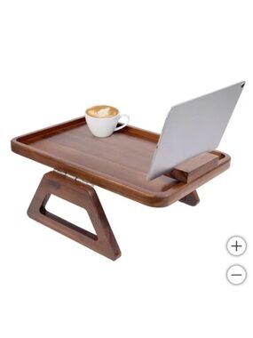 Folding Wooden Bed Tray with Tablet Stand - Deep Brown